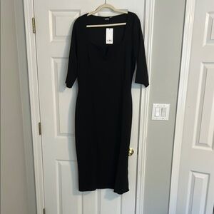 Long Tall Sally Black Sheath Dress 3/4 Sleeve Scoop Neck